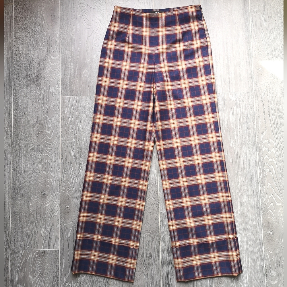 Plaid Cuffed Pants